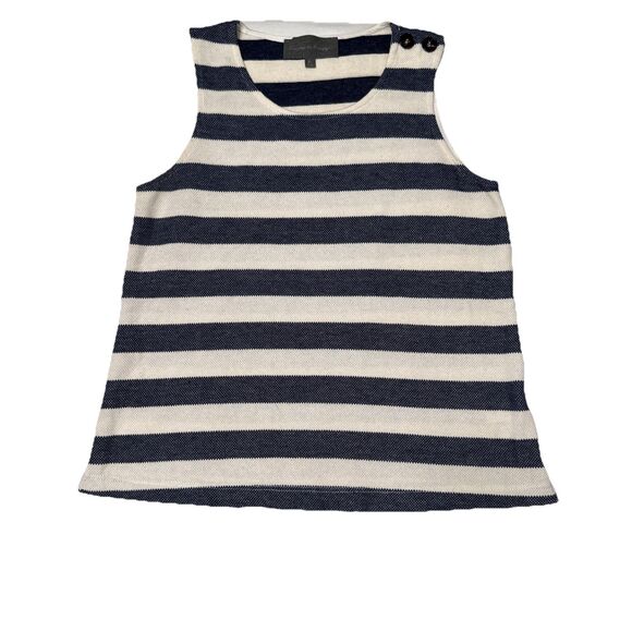 Anthropologie XS Sunday in Brooklyn Navy Ivory Stripe Sleeveless Top - Picture 2 of 8